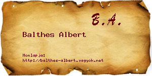 Balthes Albert névjegykártya