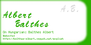 albert balthes business card